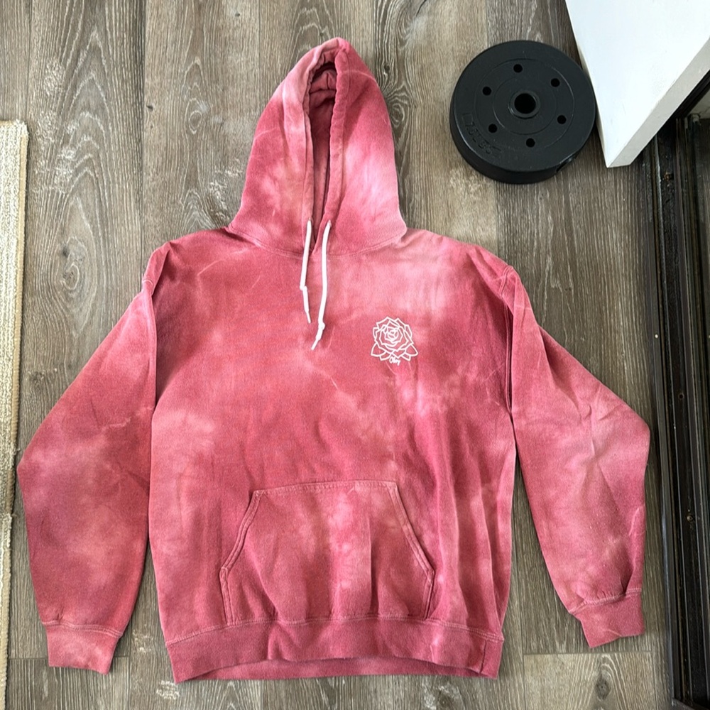 Obey Hoodie Pink Acid Wash Look with Rose women size L